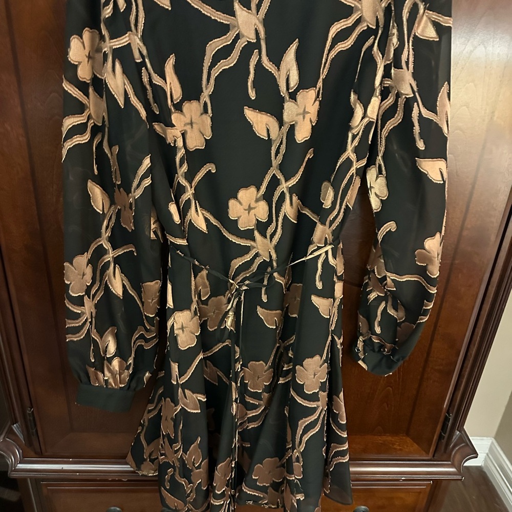 Tommy Hilfiger Black Dress with Gold Floral Design